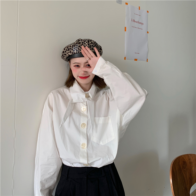 Real price 2021 design feeling cotton and linen solid color versatile loose long sleeve shirt for women