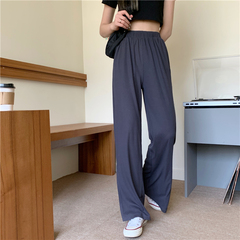 Real shot real price Korean side split wide leg pants women's high waist drop straight casual pants