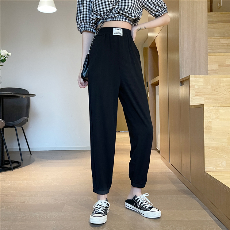 Real shot real price new Korean high waist slim versatile corset Capris women's casual pants