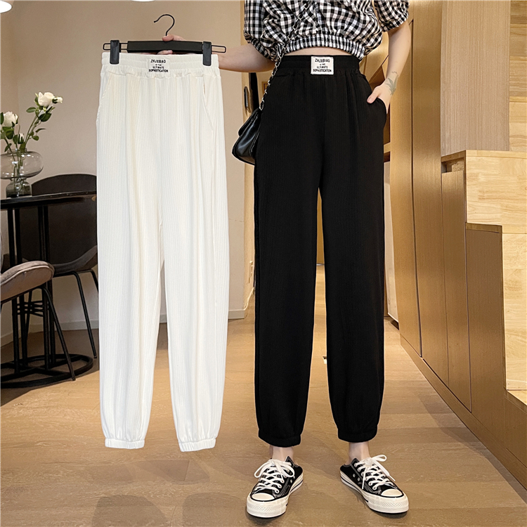 Real shot real price new Korean high waist slim versatile corset Capris women's casual pants