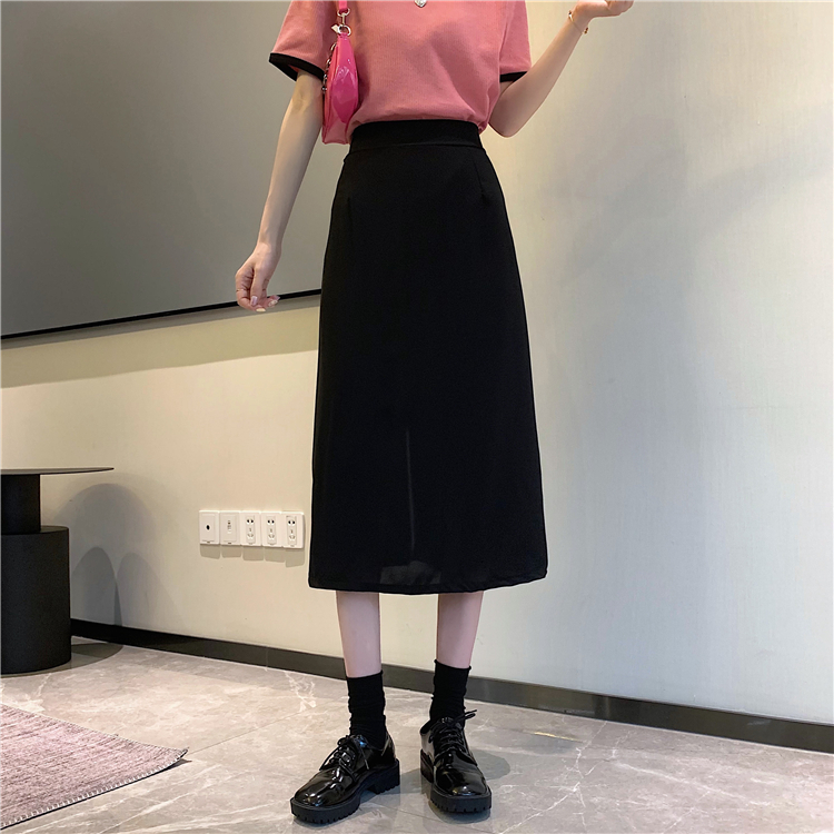 Real price 2021 new Korean high waisted slim drop back split length skirt women's A-line skirt