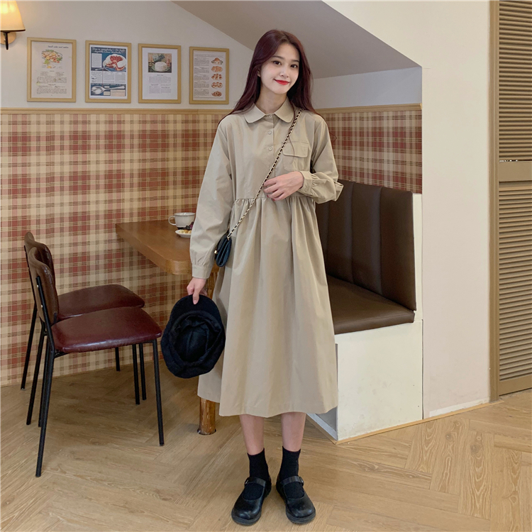 Real price 2021 new long sleeves over the knee loose and thin big skirt shirt long skirt girl