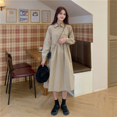 Real price 2021 new long sleeves over the knee loose and thin big skirt shirt long skirt girl