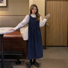 Real price 2021 new Korean age reduced student vest skirt + white collar Baita shirt