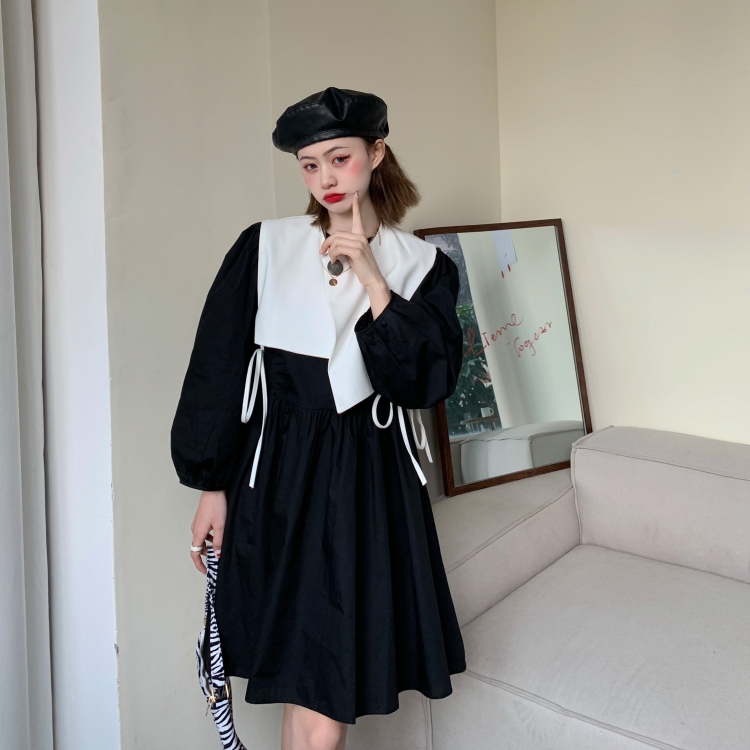 Real price shawl vest women + swing skirt long sleeve A-line dress two piece suit