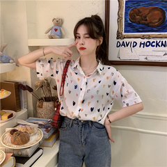 Real price 2021 new thin Chiffon love sunscreen short sleeve shirt