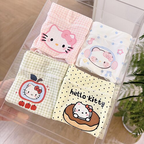 元气KK~可爱kitty多巴胺甜美女生无痕冰丝透气中腰内裤新款三角裤