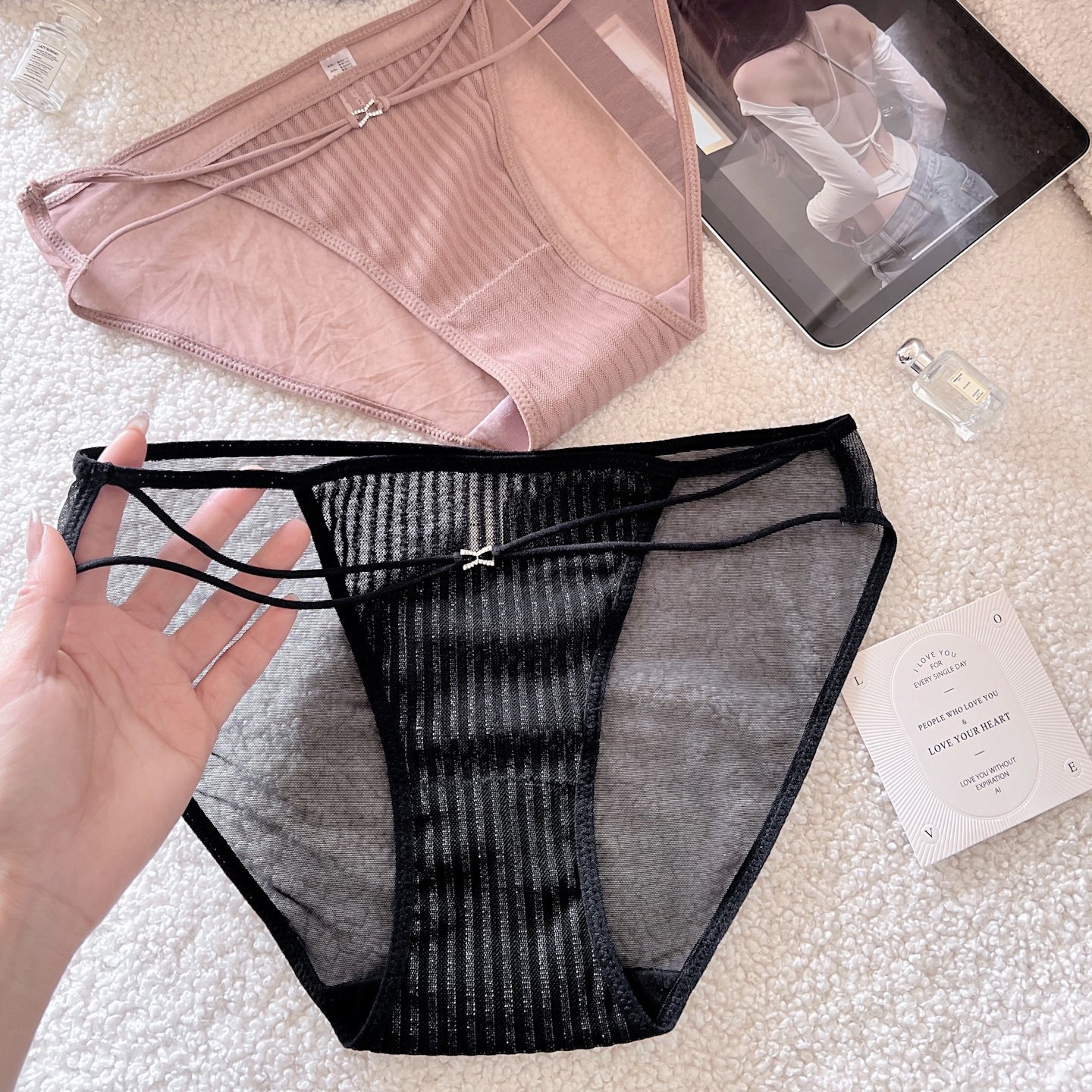 云雾柔纱～法式细带钻饰蕾丝性感内裤新款薄网纱高级三角裤高开衩,女士内衣/男士内衣/家居服,女三角裤,淘宝优惠券,粉丝福利购,淘宝优惠卷