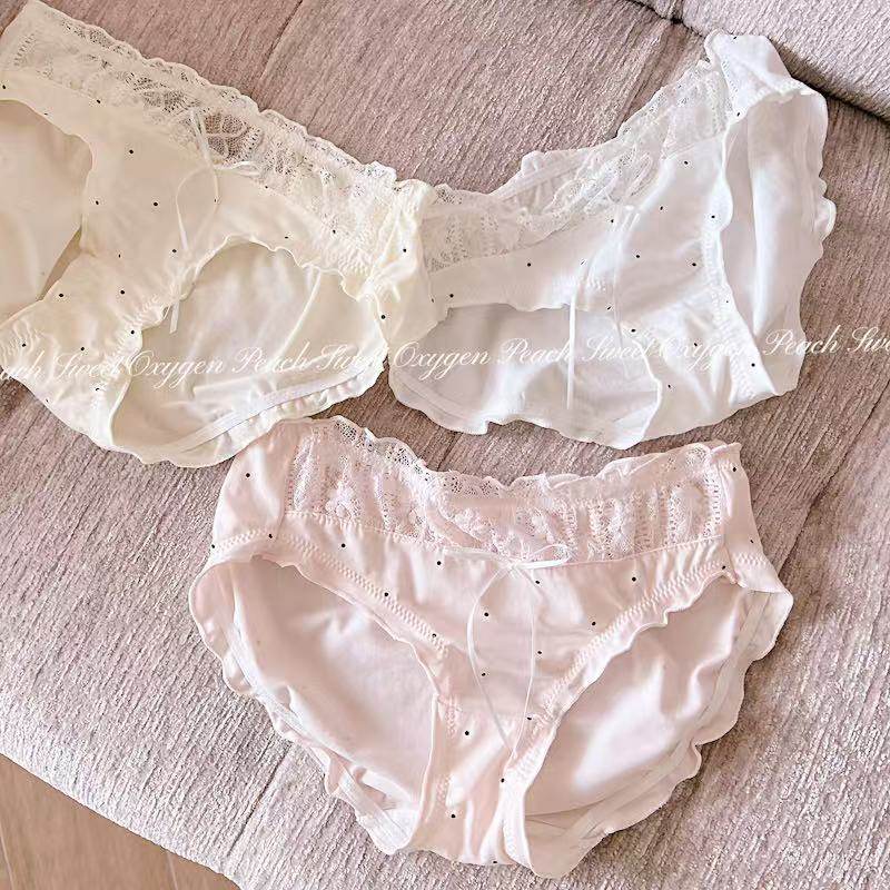 绵绵奶芙～日系纯棉波点蕾丝花边透气包臀甜美少女内裤可爱三角裤,女士内衣/男士内衣/家居服,女三角裤,淘宝优惠券,粉丝福利购,淘宝优惠卷