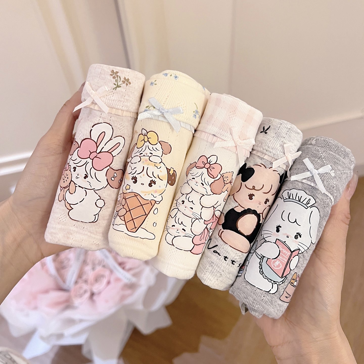 Mikko甜心~日系卡通印花10A纯棉女加长裆包臀透气三角裤学生中腰,女士内衣/男士内衣/家居服,女三角裤,淘宝优惠券,粉丝福利购,淘宝优惠卷