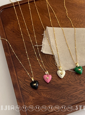 2022设计感爱心滴油珐琅项链小众
