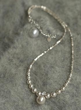 2024高级感碎银子珍珠项链