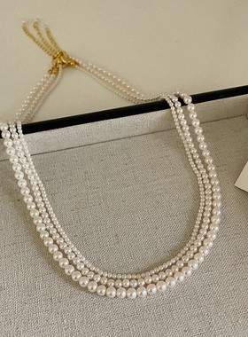 玻璃珠珍珠项链女极细米珠项链