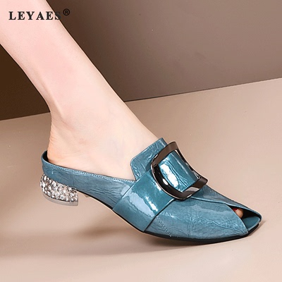 粗跟凉拖鞋女夏季鱼嘴方头