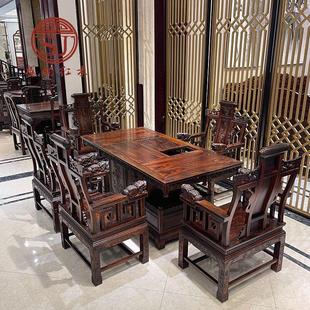 东阳红木家具印尼黑酸枝木阔叶黄檀中式客厅茶桌茶桌椅组合茶台