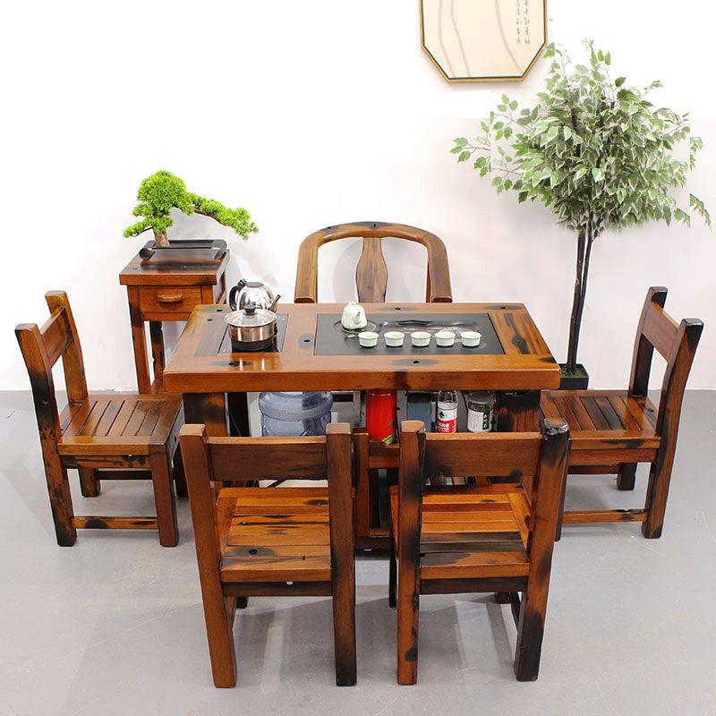 正宗老船木茶桌小户型网红高档小茶桌阳台办公组合茶台新款茶几