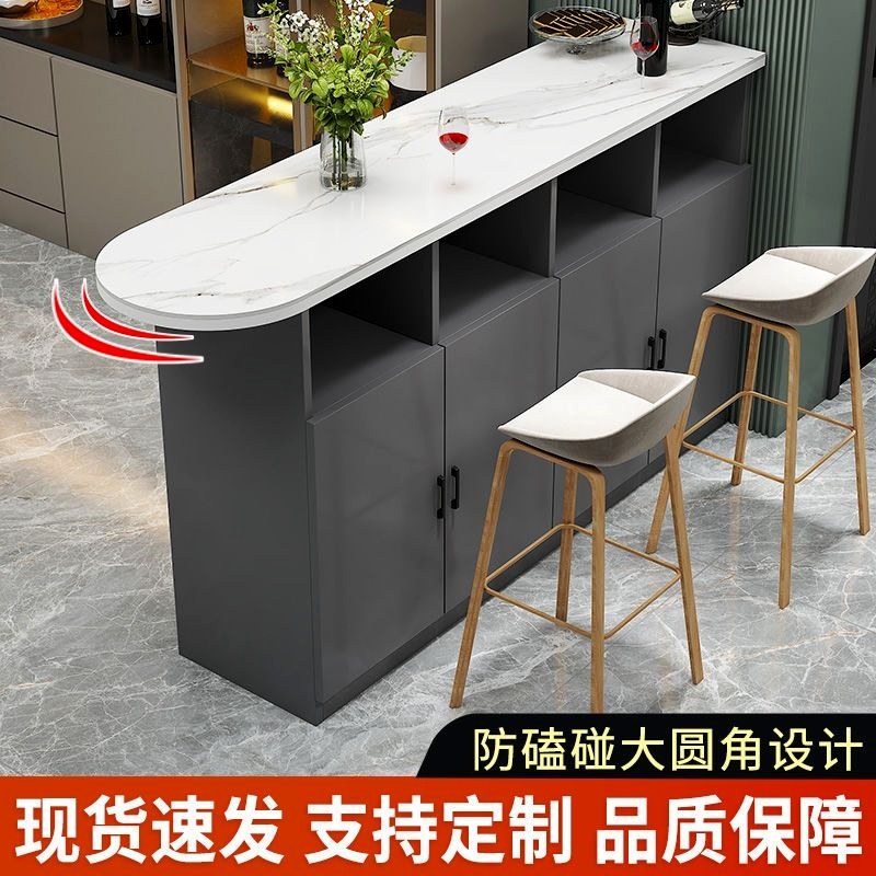 吧台桌简约现代家用小户型客餐厅厨房隔断柜岛台岩板双面门玄关柜