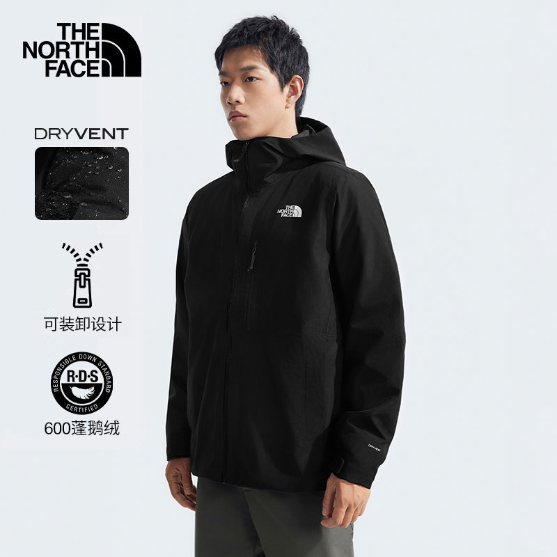 北面防水保暖羽绒内胆秋冬冲锋衣