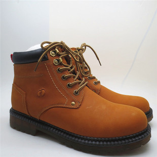 冬款高帮休闲男皮鞋耐磨系带大黄男鞋欢腾撤柜处理牛皮舒适圆头鞋
