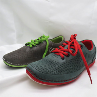 清仓黄牛皮女鞋小码系带透气春秋休闲处理品牌女皮鞋平底单鞋34码