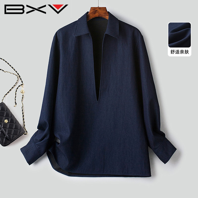 BXV深V领衬衫女2026秋季新款