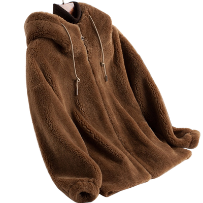 颗粒绒保暖羊毛皮草外套