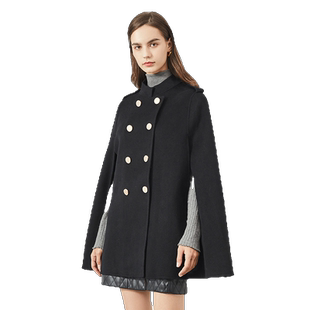 BXV斗篷式双面羊绒大衣女2026春秋新款时尚双面呢羊毛呢外套高端