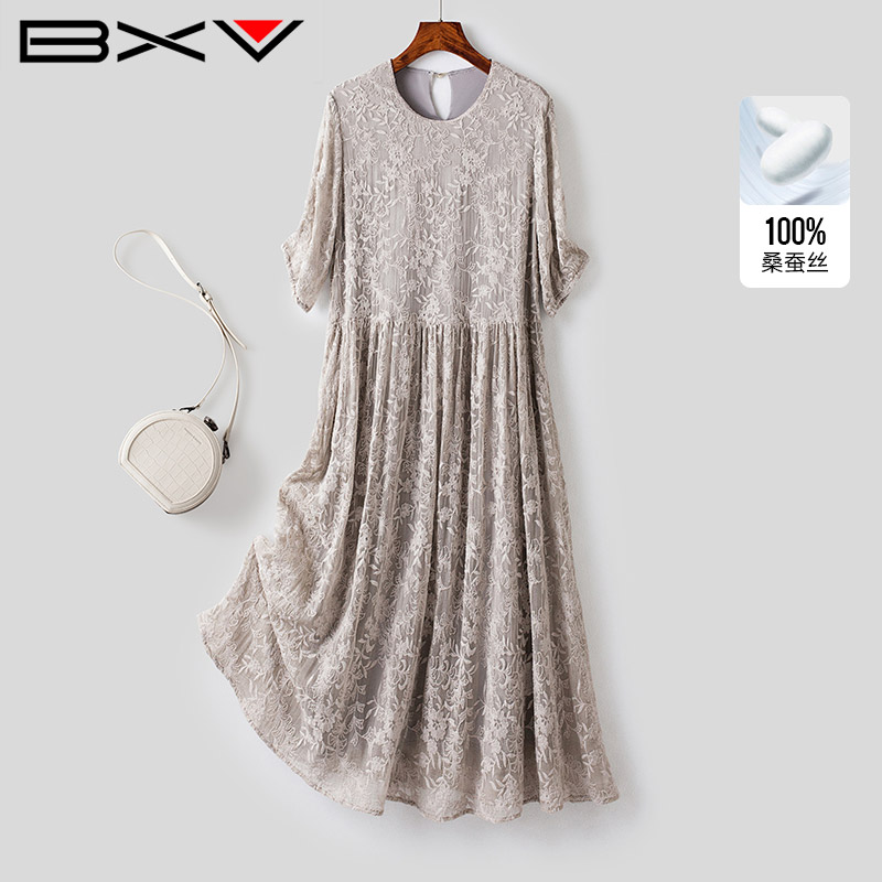 BXV法式刺绣桑蚕丝连衣裙