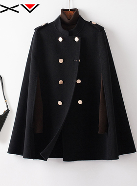 BXV斗篷双面羊绒大衣女披风2025春秋季小个子澳毛英伦羊毛呢外套