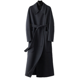 BXV纯色翻领双面羊绒大衣女2026春季新款双面呢毛呢外套时尚呢子