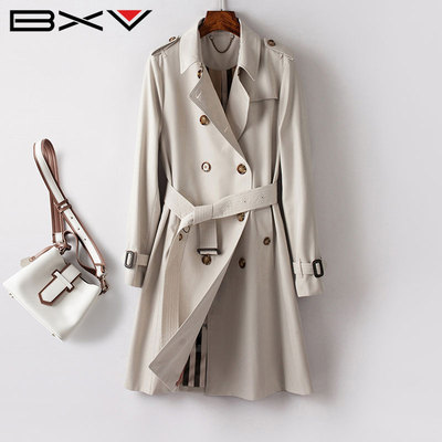 bxv系带中长款英伦风小个子风衣
