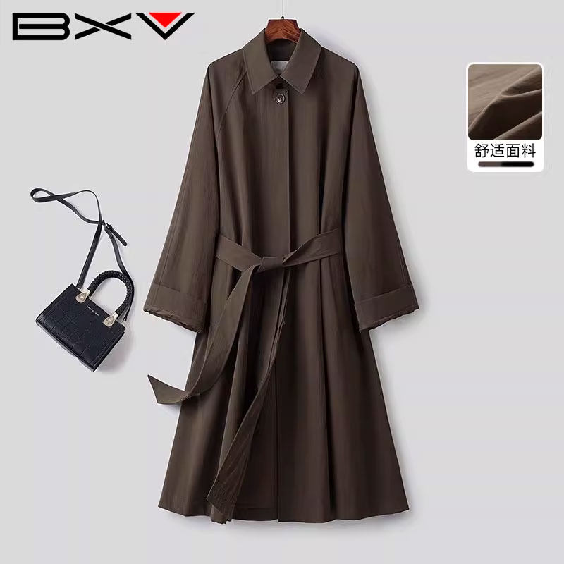 BXV系带风衣女中长款2026春季