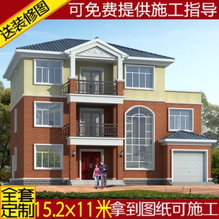 带车库别墅图纸农村复式自建房设计图建筑方案图三层施工盖房效果