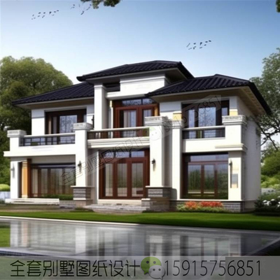 全套别墅设计图纸农村自建房二三层半小乡村建房屋定制施工效果图
