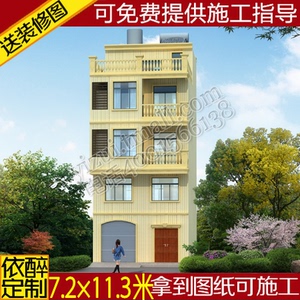 五层带车库复式别墅图纸农村自建房设计建筑四层半施工方案图效果