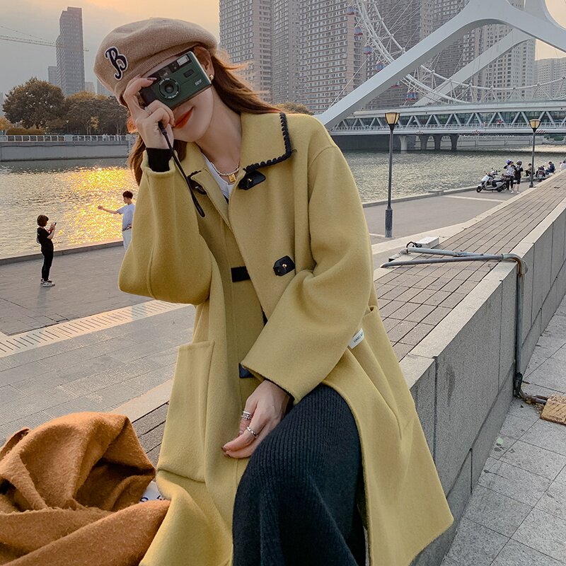 现货流行皮扣装饰学院风毛呢外套297-8069-P175-K258,女装毛呢外套,艾艾淮淮