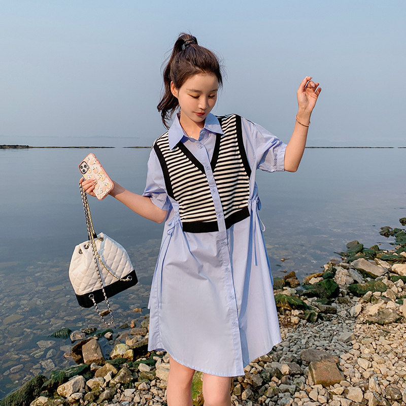 现货时尚假两件衬衫休闲连衣裙297-169-P105-K158,女装连衣裙,艾艾淮淮