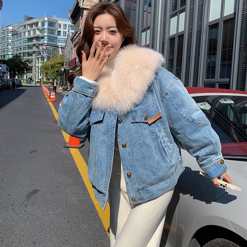 现货大毛领牛仔派克内里加毛外套297-8128,女装棉衣/棉服,艾艾淮淮