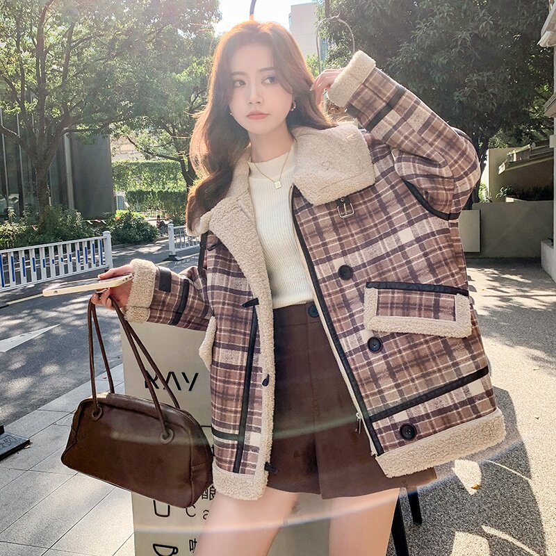 现货加绒格子加厚皮毛一体297-8109-P185-K268,女装棉衣/棉服,艾艾淮淮