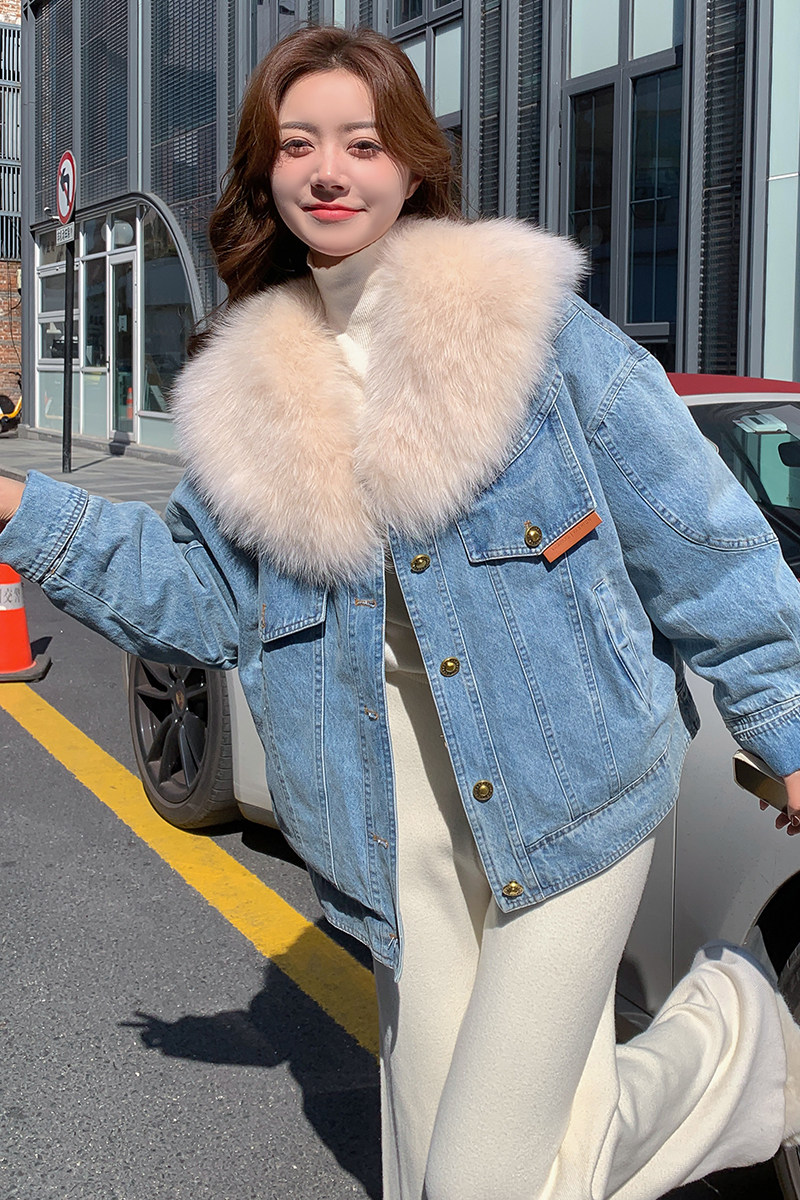 现货大毛领牛仔派克内里加毛外套297-8128,女装棉衣/棉服,艾艾淮淮