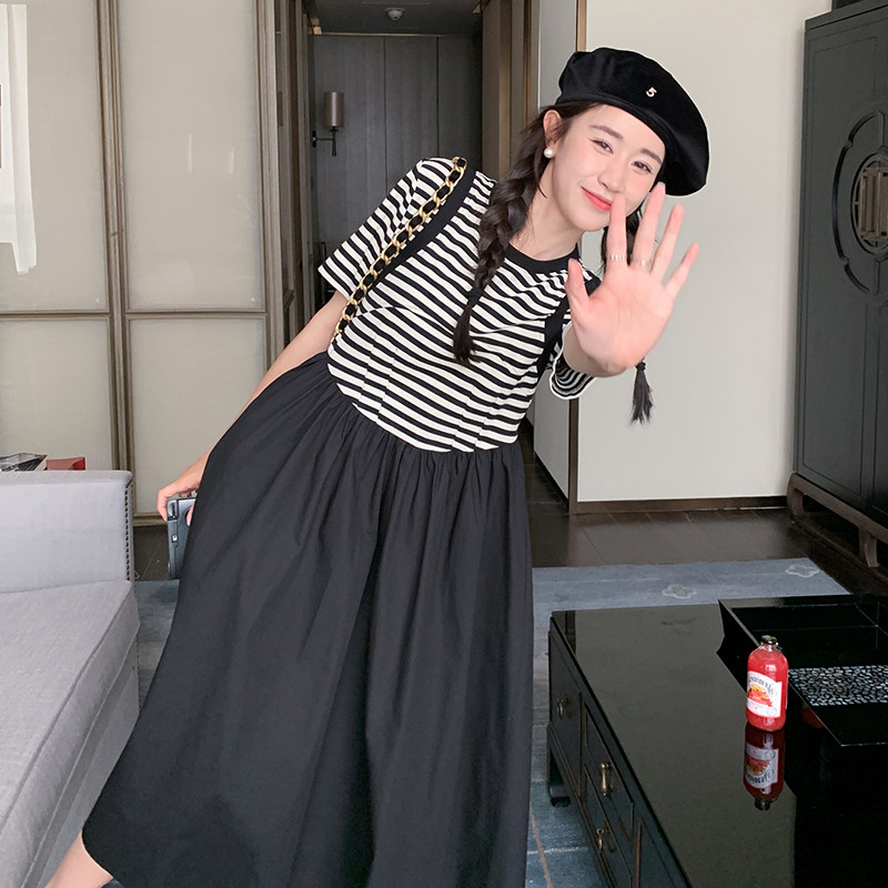 现货  条纹 拼接 收腰  连衣裙297-125-P115-K168图片