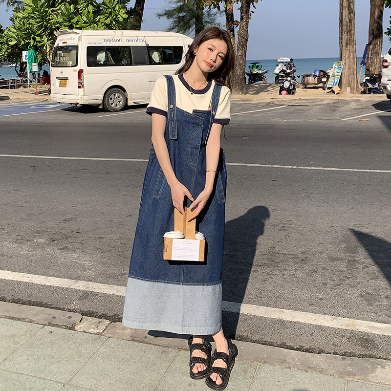 现货宽松慵懒风口袋个性牛仔背带裙297-058,女装连衣裙,艾艾淮淮