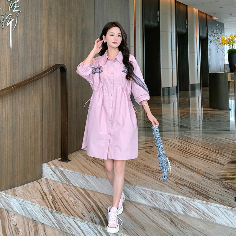 现货针织网收腰衬衫休闲连衣裙297-127-P115-K168,女装连衣裙,艾艾淮淮