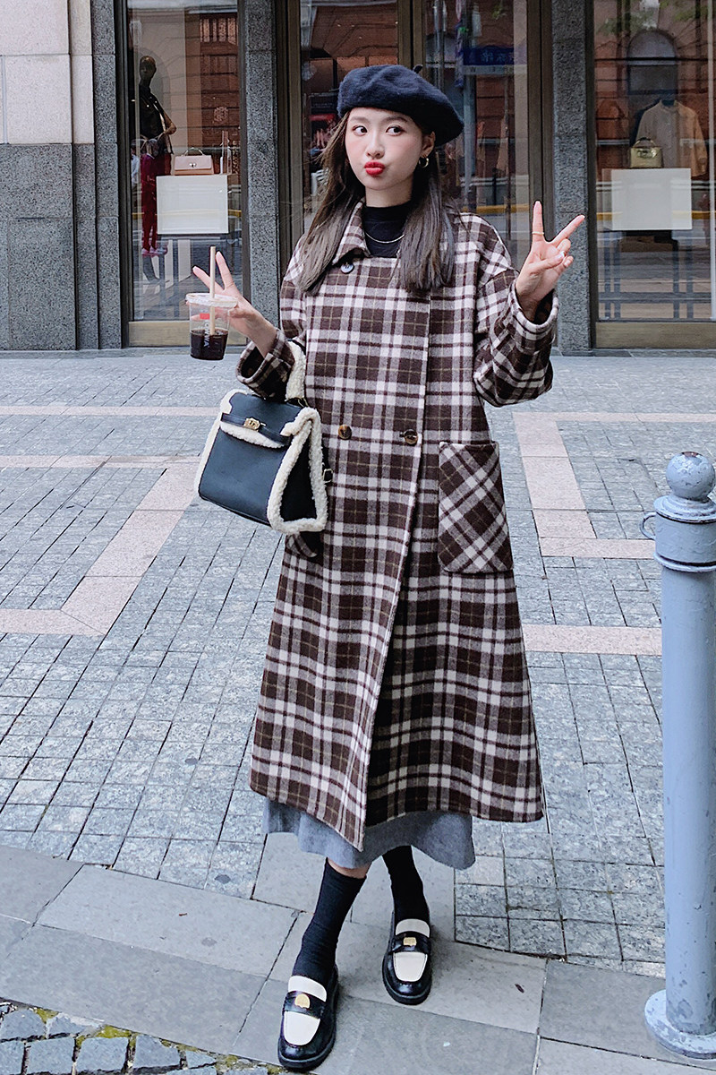 现货复古摩卡格子毛呢外套297-8079-P175-K258,女装毛呢外套,艾艾淮淮