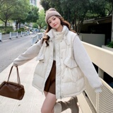 现货两色加绒针织拼接棉衣297-8110，女装棉衣/棉服，艾艾淮淮