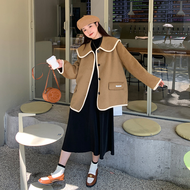 现货学院风小个子感娃娃领呢大衣297-8063-P150-K228,女装毛呢外套,艾艾淮淮