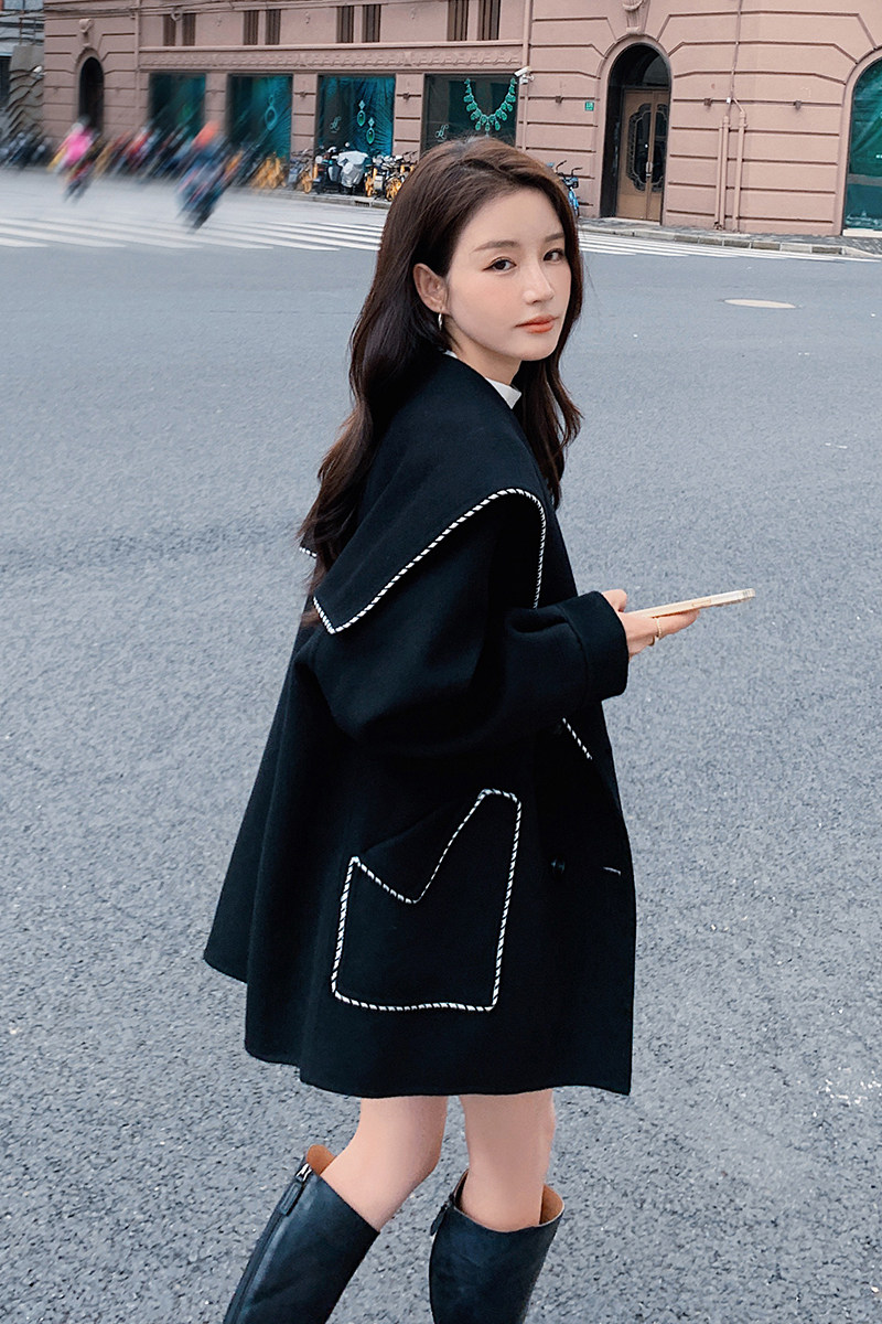 现货感宽松翻领呢大衣297-8075-P175-K258,女装毛呢外套,艾艾淮淮