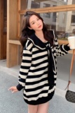现货长袖条纹中长款小个子宽松减龄别致卫衣297-8037-P115-K168，女装卫衣/绒衫，艾艾淮淮