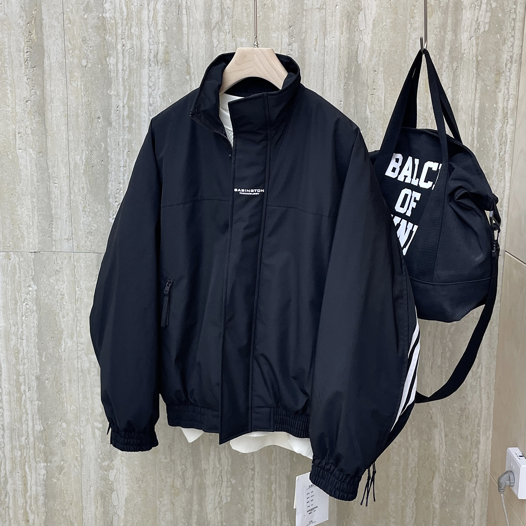 SU冬季拼接立领羽绒服男美式休闲宽松加厚保暖白鸭绒面包服外套潮