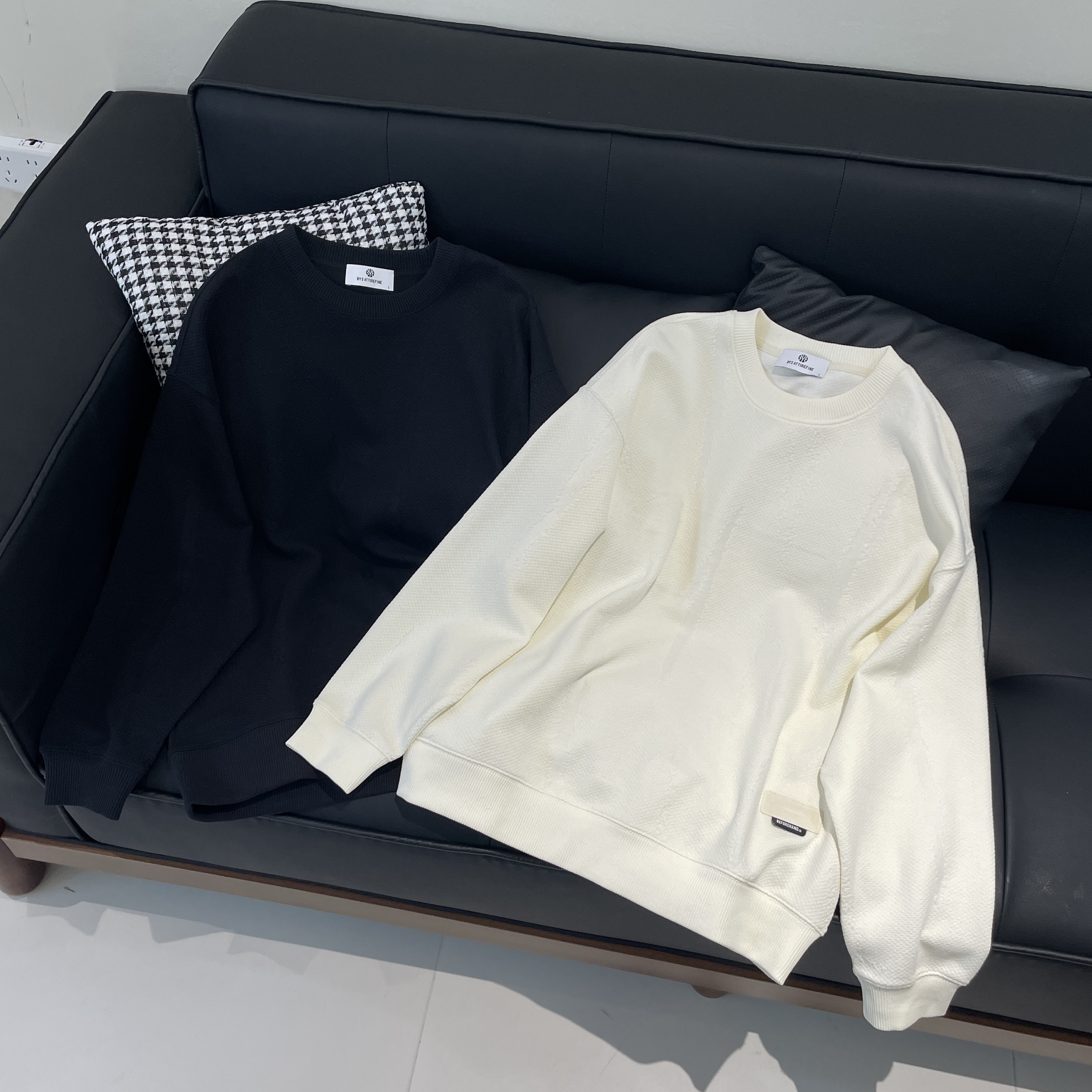 BY3秋季新款美式休闲套头圆领卫衣男高级感痞帅宽松打底衫上衣潮